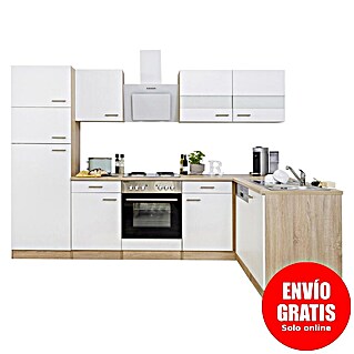 Respekta Cocina esquinera Merle (An x Pr: 280 x 172 cm, Blanco, Con electrodomésticos, Volumen horno: 60 l)