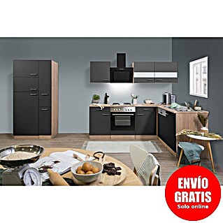 Respekta Cocina esquinera Merle (An x Pr: 310 x 172 cm, Gris, Con electrodomésticos, Volumen horno: 60 l)