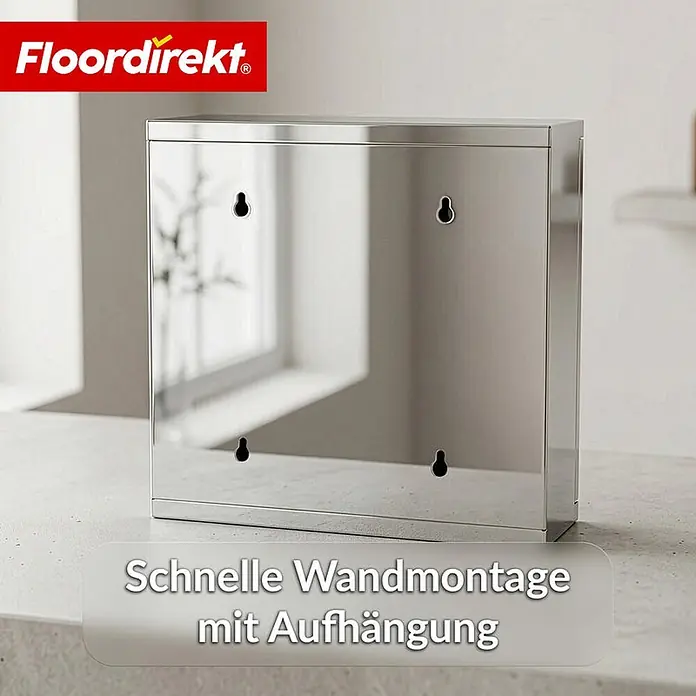 Floordirekt Medizinschrank Allen - Abschließbar mit Glastür - Silber - 30 x 30 cm - 2 Fächer - B x H: 30 x 30 cm, Silber - Silberner Wandschrank mit Aufhängevorrichtung zur schnellen Montage.