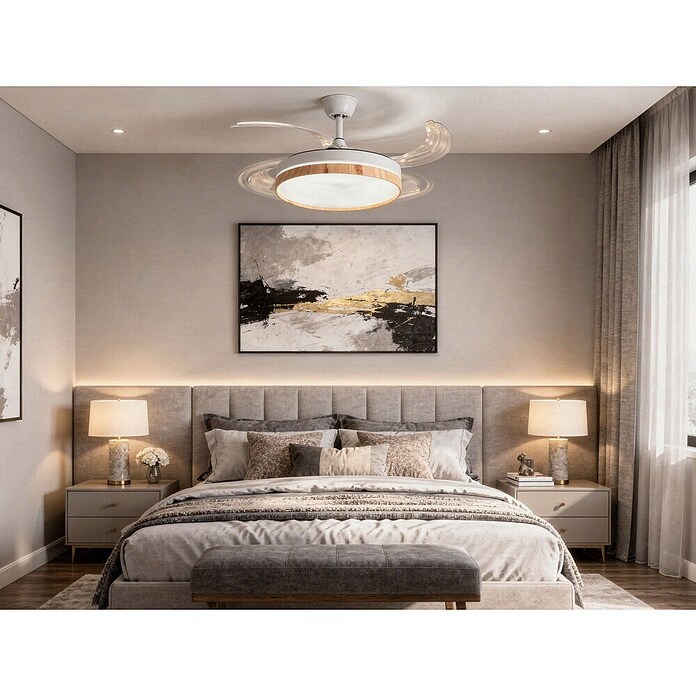 Purline Ventilador de techo Ceily Brise (Blanco/Madera clara, 107 cm, 28 W) | BAUHAUS