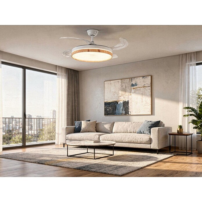 Purline Ventilador de techo Ceily Brise (Blanco/Madera clara, 107 cm, 28 W) | BAUHAUS