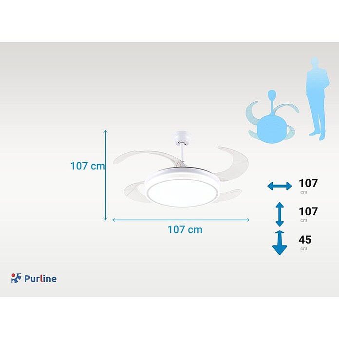 Purline Ventilador de techo Ceily Brise (Blanco, 107 cm, 28 W) | BAUHAUS