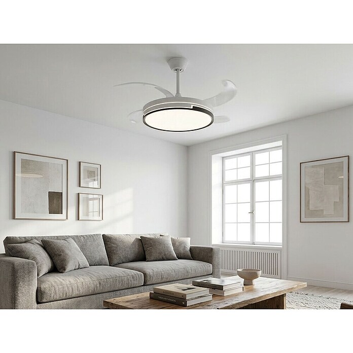 Purline Ventilador de techo Ceily Brise (Blanco/Negro, 122 cm, 28 W) | BAUHAUS