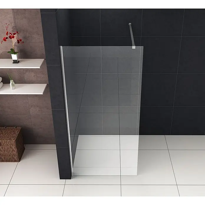 Glasdeals Duschwand Walk-In Duschwand 8 mm Glas TIPO 70 x 200 cm - B x H: 70 x 200 cm, Beschichtet, Chrom - Walk-in Duschwand aus Klarglas in einem modernen Badezimmer.