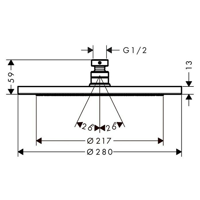 Hansgrohe Kopfbrause Croma 280 (Durchmesser: 28 cm, Anzahl Funktionen: 1, Chrom)