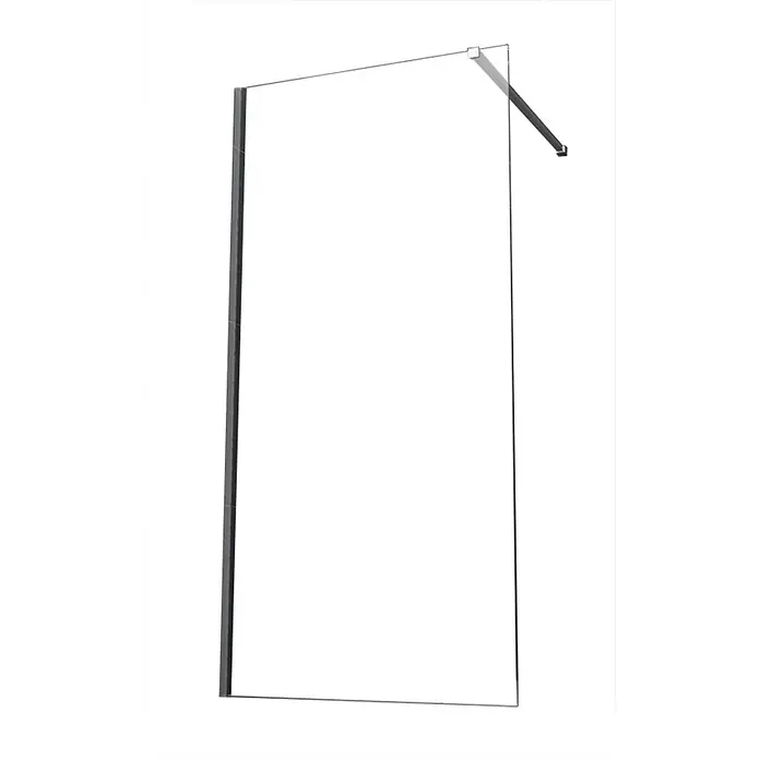 Glasdeals Duschwand Walk-In Duschwand 8 mm Glas TIPO 70 x 200 cm - B x H: 70 x 200 cm, Beschichtet, Chrom - Klare Glasduschwand mit dunkelgrauem Rahmen und angewinkeltem Stützarm.