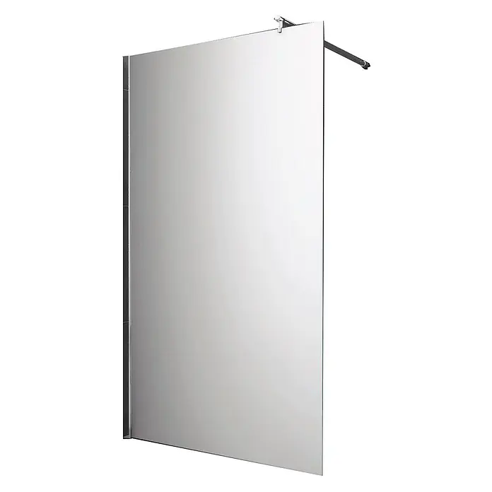 Glasdeals Duschwand Walk-In Duschwand 8 mm Spiegelglas AQUOS-MIRROR 140 x 200 cm - B x H: 140 x 200 cm, Beschichtet, Chrom - Klarglas Duschwand mit eleganter Chrom-Haltestange und dezentem Wandprofil.