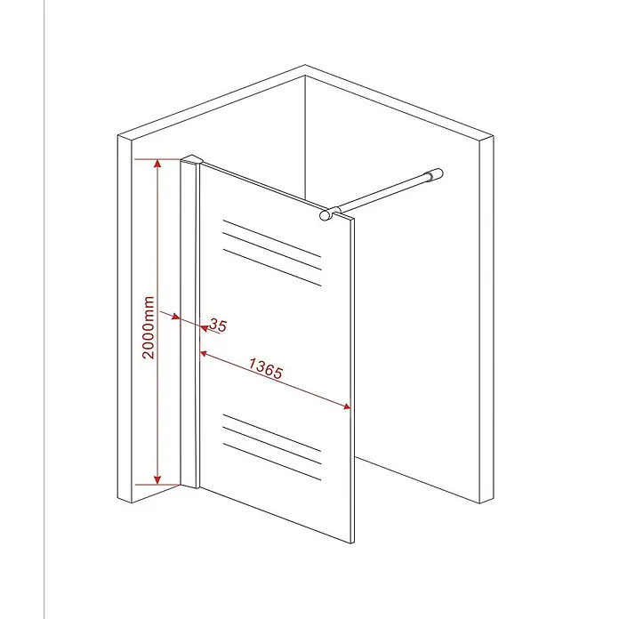 Glasdeals Duschwand Walk-In Duschwand 8 mm Glas STRETTO-COVER 140 x 200 cm - B x H: 140 x 200 cm, Beschichtet, Chrom - Duschwand aus Klarglas mit Metallrahmen und Stützstange, 2000mm hoch und 1365mm breit.