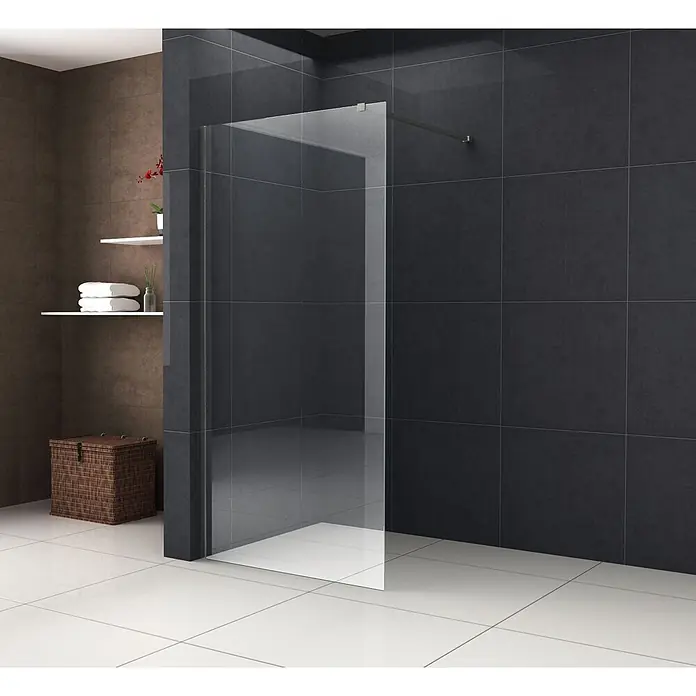 Glasdeals Duschwand Walk-In Duschwand 8 mm Glas TIPO schwarz 80 x 200 cm - B x H: 80 x 200 cm, Beschichtet, Schwarz - Durchsichtige Glas-Walk-in-Duschabtrennung, die eine minimalistische Duschkabine schafft.