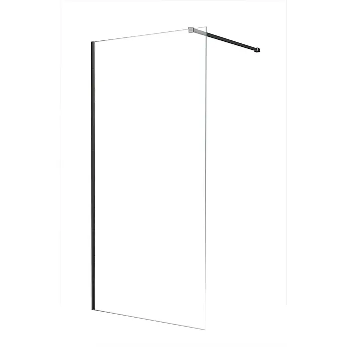 Glasdeals Duschwand Walk-In Duschwand 8 mm Glas TIPO schwarz 80 x 200 cm - B x H: 80 x 200 cm, Beschichtet, Schwarz - Klarglas-Duschwand mit schwarzem Wandprofil und oberer Stabilisierungsstange.
