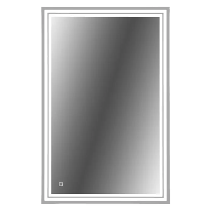 Cordia Lichtspiegel - 65 x 120 cm, Silber - Rechteckiger LED-Spiegel mit beleuchtetem Doppelrahmen und Berührungssensor.