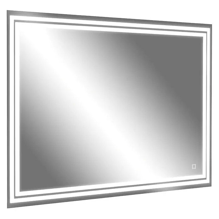 Cordia Lichtspiegel - 65 x 120 cm, Silber - Rechteckiger LED-Wandspiegel mit doppelt beleuchteter Umrandung und Berührungssensor.
