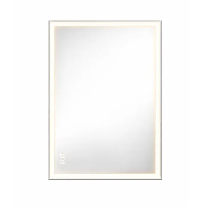 Cordia Lichtspiegel - 65 x 80 cm, Weiß - Rechteckiger LED-Spiegel mit beleuchtetem Rand und Touch-Bedienelementen.