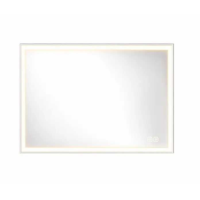 Cordia Lichtspiegel - 65 x 80 cm, Weiß - Rechteckiger gerahmter LED-Spiegel mit beleuchtetem Rand und Touch-Bedienelementen für Licht und Entfeuchtung.