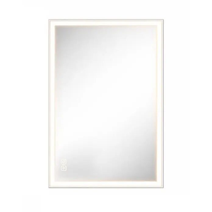 Cordia Lichtspiegel - 65 x 100 cm, Weiß - Rechteckiger LED-Spiegel mit beleuchtetem Rand und Touch-Bedienelementen.