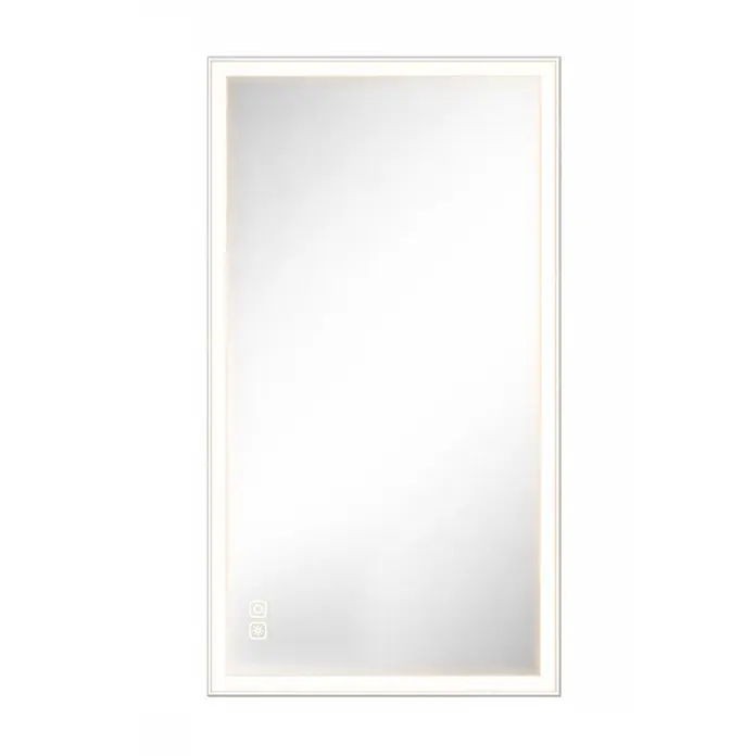 Cordia Lichtspiegel - 65 x 120 cm, Weiß - Rechteckiger LED-Spiegel mit beleuchtetem Rand und Touch-Bedienelementen.
