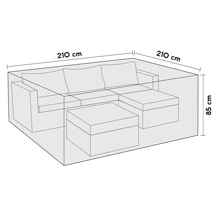 Sensum Lounge-Set Schutzhülle (210 x 210 x 85 cm, Polyester)