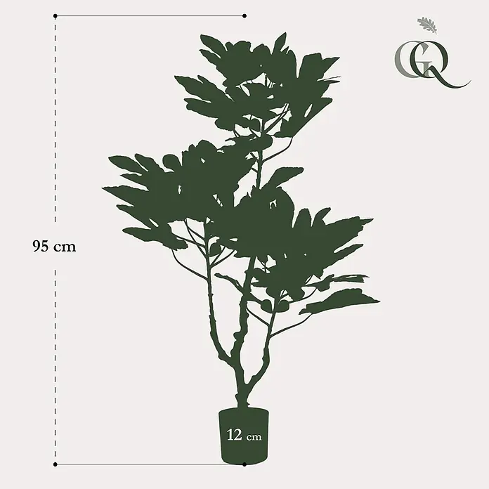 Florora Kunstpflanze Feigenbaum - Höhe: 95 cm, Holz - Dunkelgrüne Silhouette eines Feigenbaums im Topf, 95 cm hoch mit 12 cm Topf.