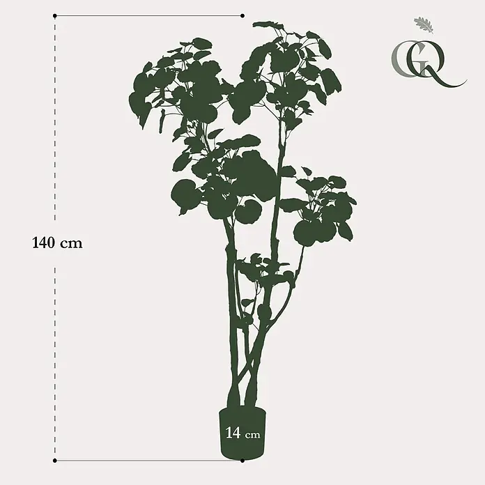 Florora Kunstpflanze Aralie - Höhe: 135 cm, Holz - Dunkelgrüne Topfpflanzen-Silhouette, 140 cm hoch, mit 14 cm Topfdurchmesser.