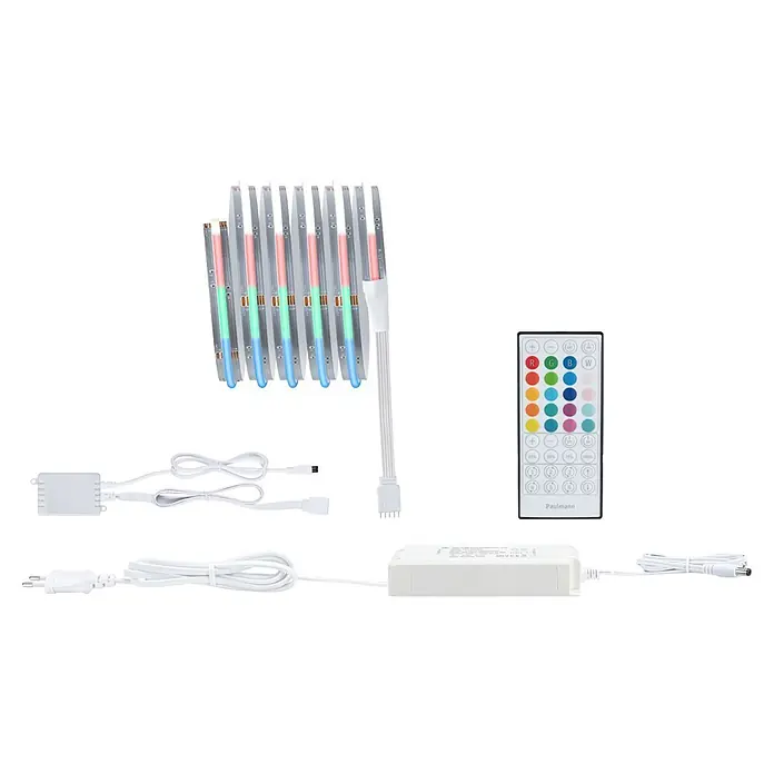 Paulmann MaxLED 1.000 LED-Stripes Full-Line Set - Länge: 1,5 m, RGBW, 25 W, 1.557 lm - LED-Lichtleisten mit Fernbedienung, Netzteil und Kabeln für vielseitige Beleuchtung.