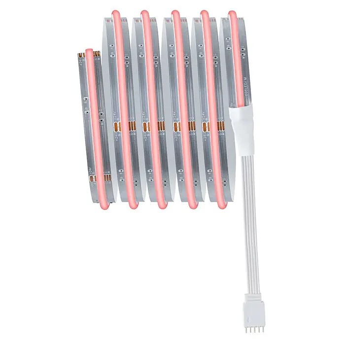 Paulmann MaxLED 1.000 LED-Stripes Full-Line Set - Länge: 1,5 m, RGBW, 25 W, 1.557 lm - Flexible LED-Streifen mit rosa-rotem Licht, gebündelt mit einem weißen Anschlusskabel.