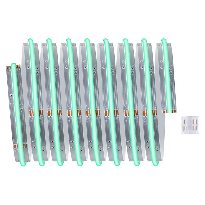 Paulmann MaxLED 1.000 LED-Stripes Full-Line - Länge: 1,5 m, RGBW, 24 W, 2.595 lm - Mehrere flexible LED-Streifen mit grünem Licht und ein Verbinder, mit +24V, R, G, B, W Kennzeichnungen.