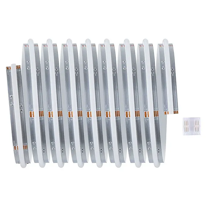Paulmann MaxLED 1.000 LED-Stripes Full-Line - Länge: 1,5 m, RGBW, 24 W, 2.595 lm - Gestapelte flexible LED-Streifen mit sichtbaren RGBW-Schaltkreisen und Stromanschlüssen, sowie einem weißen Kunststoffverbinder.