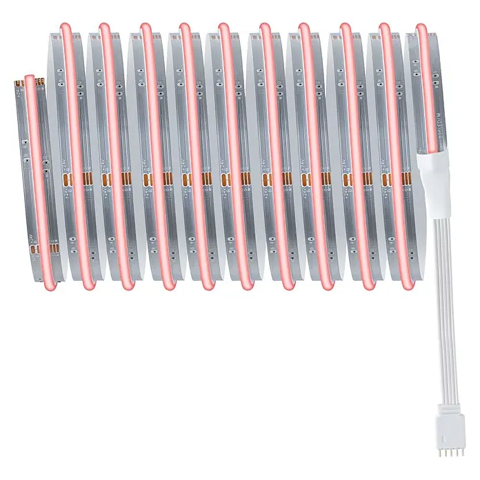 Paulmann MaxLED 1.000 LED-Stripes Full-Line Set - Länge: 3 m, RGBW, 27 W, 3.114 lm - Mehrere flexible LED-Lichtbänder mit rosafarbener, durchscheinender Abdeckung und weißem Mehrfachkabelverbinder.