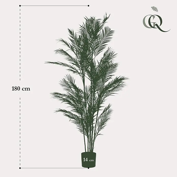 Florora Kunstpflanze Bergpalme - Höhe: 180 cm, Holz - Grüne Kunstpalme, 180 cm hoch, mit 14 cm Topfdurchmesser.