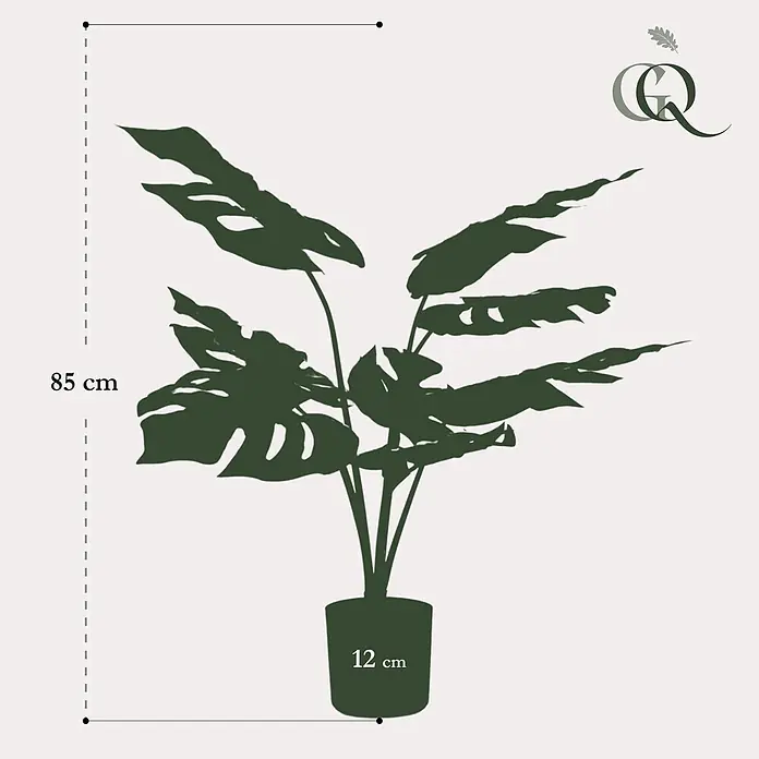 Florora Kunstpflanze Löcherpflanze - Höhe: 65 cm, Holz - Dunkelgrüne Pflanzensilhouette, 85 cm hoch, in einem 12 cm Topf. Sieht aus wie eine Monstera.