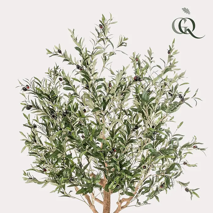 Florora Kunstpflanze Olivenbaum - Höhe: 180 cm, Holz - Künstlicher Olivenbaum mit grünen Blättern und dunklen Oliven.