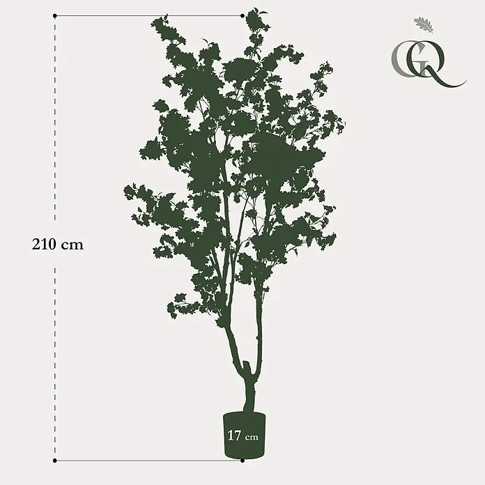 Florora Kunstpflanze Kirschblüte - Höhe: 210 cm, Blütenfarbe: Weiß, Holz - Dunkelgrüne Pflanzensilhouette im Topf, 210 cm hoch, mit 17 cm Topfbreite.