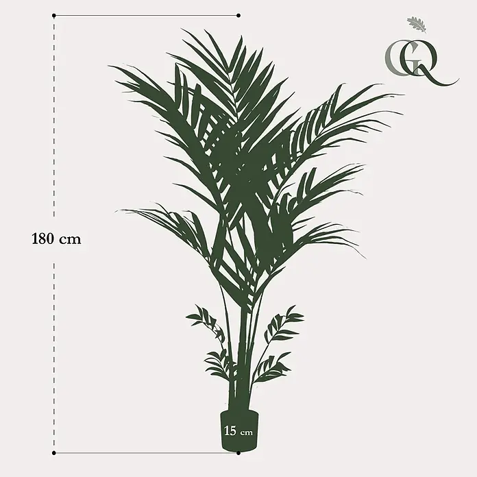Florora Kunstpflanze Kentia-Palme - Höhe: 180 cm, Holz - Dunkelgrüne Silhouette einer 180 cm hohen Palme im 15 cm Topf.