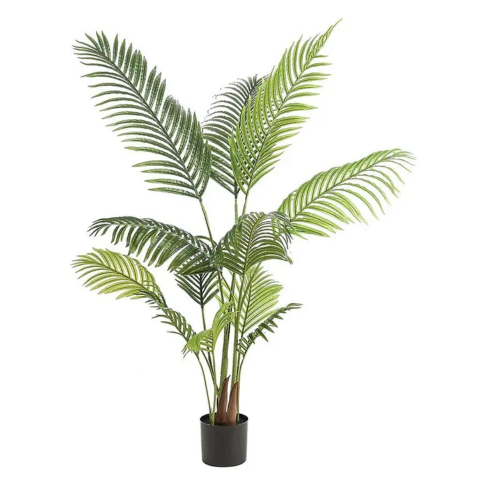 Florora Kunstpflanze Kentia-Palme - Höhe: 140 cm, Holz - Künstliche Palme mit grünen Wedeln im schwarzen Topf, zur Innendekoration.