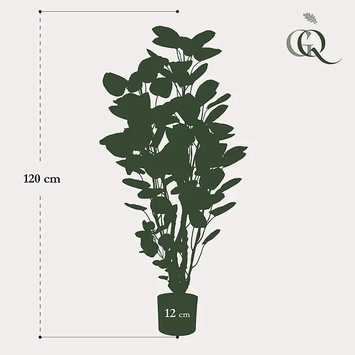 Florora Kunstpflanze Aralie - Höhe: 105 cm, Holz - Dunkelgrüne Silhouette einer Pflanze im Topf, 120 cm hoch, mit 12 cm Topfdurchmesser.