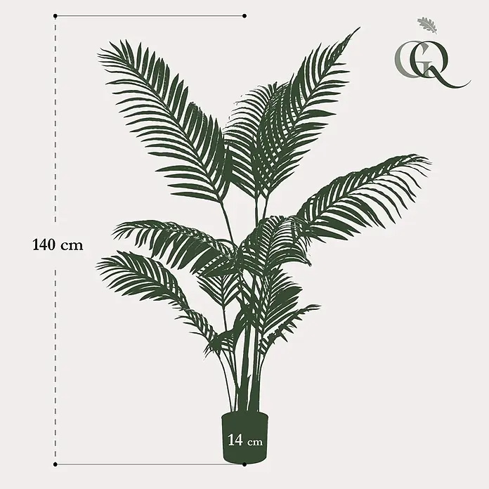 Florora Kunstpflanze Kentia-Palme - Höhe: 140 cm, Holz - Große künstliche Palme im dunklen Topf, 140 cm hoch, 14 cm Topfdurchmesser.