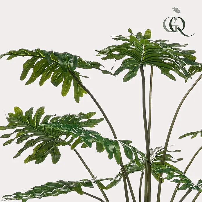 Florora Kunstpflanze Philodendron - Höhe: 105 cm, Holz - Große grüne tropische Pflanze mit tief gelappten Blättern und dunklen Stielen.