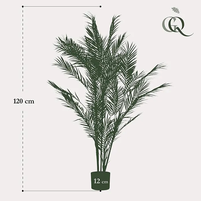 Florora Kunstpflanze Bergpalme - Höhe: 120 cm, Holz - Grüne Topfpalme, 120 cm hoch, 12 cm Topf.