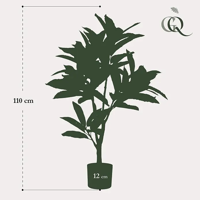 Florora Kunstpflanze Wunderstrauch - Höhe: 95 cm, Holz - Dunkelgrüne Pflanzensilhouette im Topf, Gesamthöhe 110 cm, Topfbreite 12 cm.