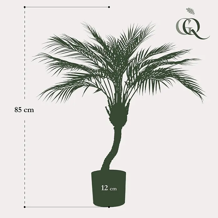 Florora Kunstpflanze Bergpalme - Höhe: 85 cm, Holz - Dunkelgrüne Palme, 85 cm hoch, in einem 12 cm Topf.