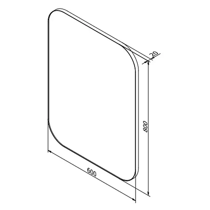 Cordia Rahmenspiegel - 80 x 60 cm, Schwarz, Aluminium - Rechteckige Platte mit abgerundeten Ecken, Maße 600x800x20mm.