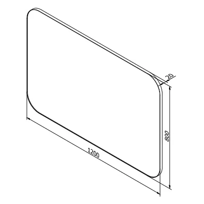 Cordia Rahmenspiegel - 120 x 80 cm, Schwarz, Aluminium - Rechteckiger Spiegel mit abgerundeten Ecken, 1200x800x20 mm.
