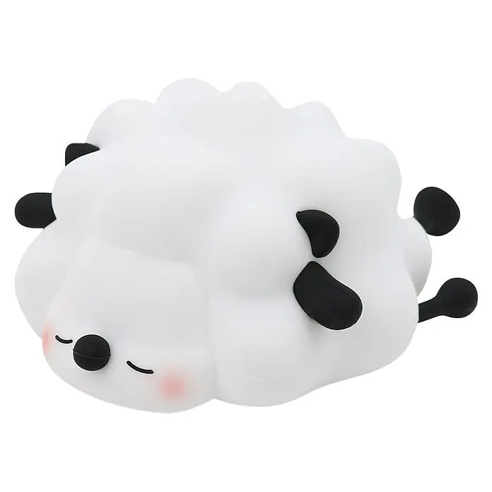 Lámpara de sobremesa Oveja - Oveja, 2 W, L x An x Al: 16,3 x 12,2 x 7,9 cm - Luz de noche panda blanca y suave con orejas, nariz y extremidades negras, y ojos dormidos. Con mejillas rosadas.