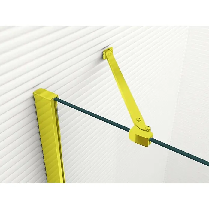 Glaszentrum Hagen U-Duschkabine 90x120x90x195 cm Ares U-Duschkabine GOLD - Imprägniert, Farblos - Goldener Stützarm aus Metall für eine Glasplatte.