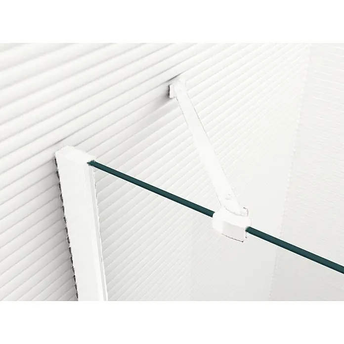 Glaszentrum Hagen U-Duschkabine 75x80x75x180cm Ares U-Duschkabine Weiß - Imprägniert, Farblos - Weißes Plissee mit dunkelgrüner Bedienstange und weißem Bedienmechanismus.