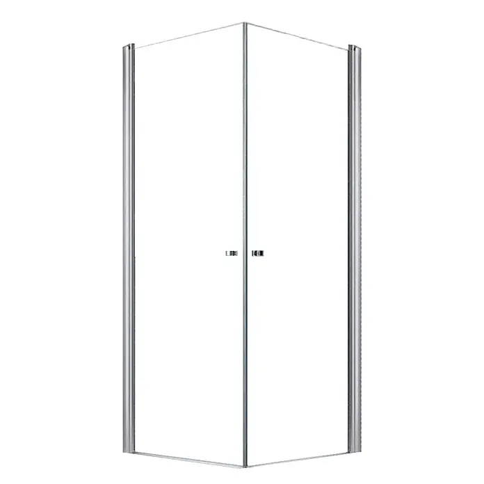 Glaszentrum Hagen Eckdusche 90x90x195 cm Zeus EckDuschkabine - 90 x 90 x 195 cm, Imprägniert, Farblos, Stärke: 8 mm - Eckduschkabine aus Klarglas mit Chromprofilen und Doppelflügeltüren mit Griffen.