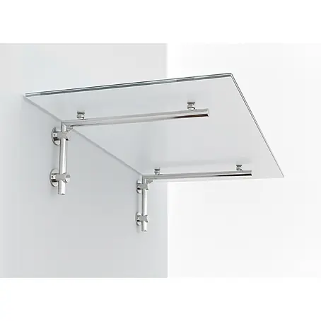 Glaszentrum Hagen  Vordach 200x90 cm FR Glasvordach L-Halter Edelstahl
