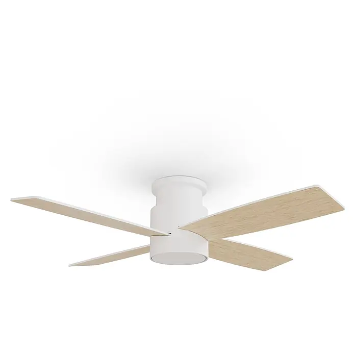 Sulion Ventilador de techo Taro - Blanco, 106 cm, 2 W - 37 W, Blanco frío - Ventilador de techo blanco con aspas de madera clara.
