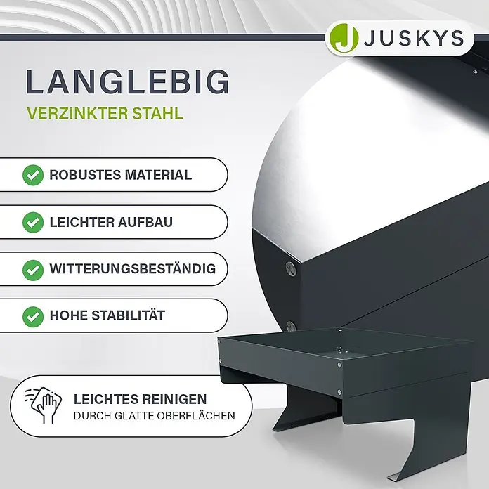 Juskys Mähroboter-Garage Mähroboter Garage - L x B x H: 7 x 6 x 3,7 mm, Anthrazit, Mähroboter - Anthrazitfarbenes Hochbeet aus verzinktem Stahl, langlebig, wetterfest und leicht zu reinigen.