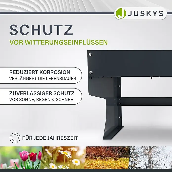 Juskys Mähroboter-Garage Mähroboter Garage - L x B x H: 7 x 6 x 3,7 mm, Anthrazit, Mähroboter - Dunkelgraues Metallgestell mit Wetterschutzfunktionen, geeignet für alle Jahreszeiten.